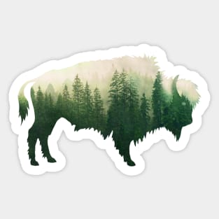 Dramabite Preserve protect double exposure bison buffalo wild animal Sticker